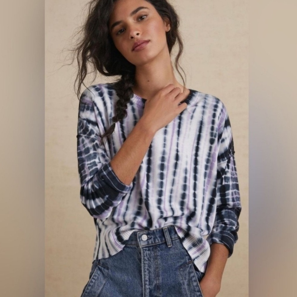 Sanctuary Tie-Dye Long Sleeve Tee in Black and Lavender